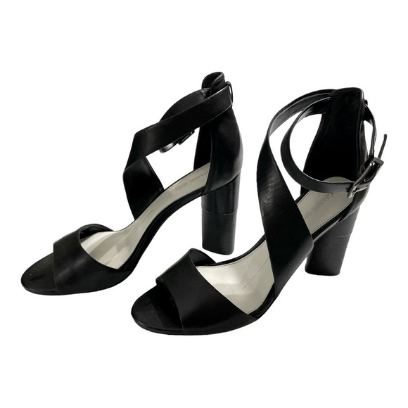 Gianni Bini Elliah Block Heel Leather Heels / Sandals Black - 11M - Picture 1 of 13